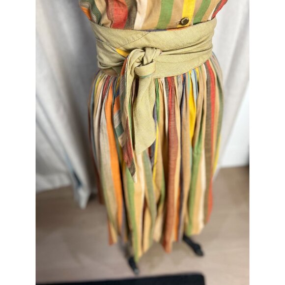 Vtg 60s QUEEN CASUALS Striped Two-Piece Top & Skirt Set XS/2 Sanforized - Picture 3 of 9